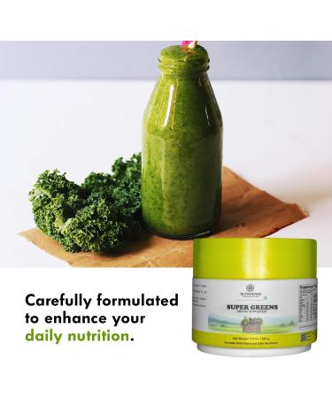 Nutriherbs Super Greens Powder - 225g | 33 Nutrient-Rich Fruits Vegetables & Probiotics for Enhanced Energy Immunity & Digestion | Powerful Green Superfood Powder | 30 Delicious Servings - Buy Online on GoSupps.com