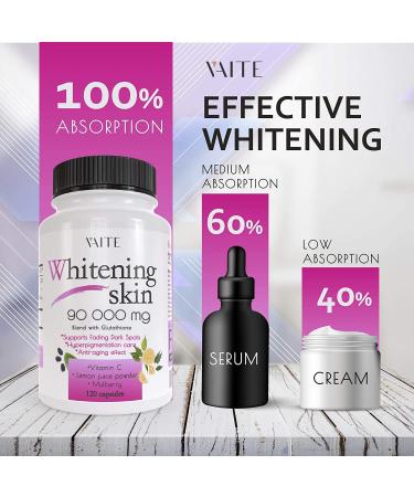 VAITE Whitening Skin Supplement - 90000mg - 120 Capsules - Buy Online on GoSupps.com