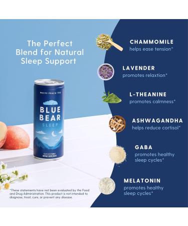 Blue Bear Melatonin Sleep Drink Sleep Tea for Bedtime Support White Peach Tea with Melatonin 5mg Lavender Ashwagandha - 8.4 Oz - Pack Of 12 - Buy Online on GoSupps.com