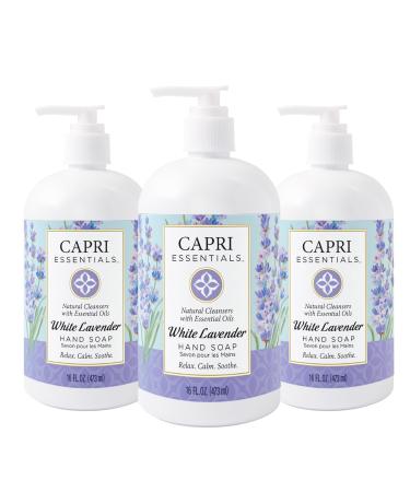 CAPRI ESSENTIALS Hand Soap Liquid Natural Household Cleaning Supplies Gentle Plant Based Aromatic Hand Wash Blend of Essential Oils Removes Dirt & Grime White Lavender Scent 16 FL Oz (3 Pack) 16 Fl Oz (Pack of 3)