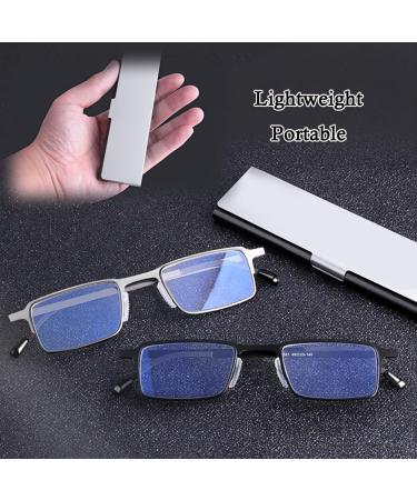 Ultra-Thin Blue Light Blocking Reading Glasses for Men & Women | Lightweight Metal Computer Readers with Portable Case - 2.5 Black - Buy Online on GoSupps.com