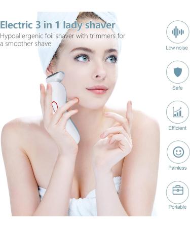 Women's Electric Shaver | Bikini Trimmer & Razor for Face, Legs, Underarms | Wet & Dry Rechargeable Lady Shaver - Blue/White - Buy Online on GoSupps.com