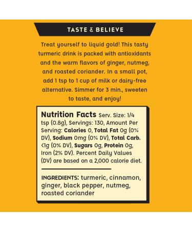 Spicewalla Golden Milk Powder 3.6 oz 2 Pack - Cinnamon Ginger Turmeric Latte Mix - 2 Pack - 3.6 Ounce - Buy Online on GoSupps.com