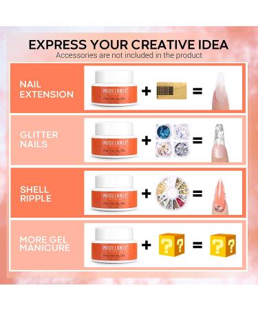 Modelones Builder Nail Gel - Clear 2oz Hard Gel for Nail Extension - Acrylic Kit with Nail Forms and Brush - Professional DIY Manicure Set - Buy Online on GoSupps.com