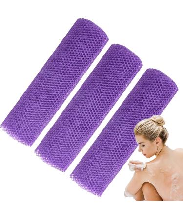 Long Net Bath Sponge | Net Scrubber Nylon Mesh Skin Smoother Bath Towel Dead Skin Removal Bath Sponges for Women & Men Purple - Buy Online on GoSupps.com