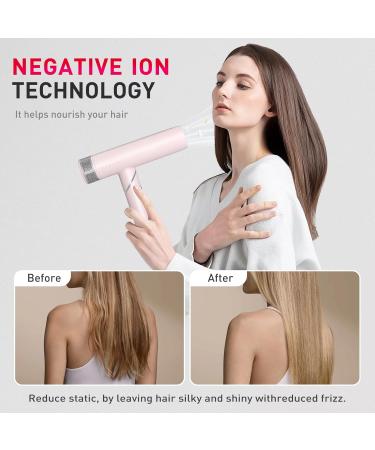 TANSHINE 110000RPM High-Speed Hair Dryer Negative Ionic Blow Dryer Foldable for Fast Drying 1600W Professional Hair Dryer with Magnetic Nozzle for Salon Travel High Speed Brushless Motor Pink - Buy Online on GoSupps.com