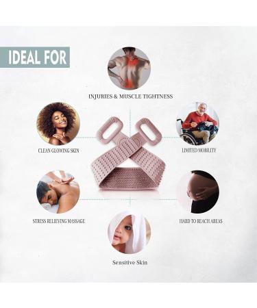 Silicone Back Scrubber for Shower 35.4'' - Exfoliating Bath Body Brush for Men, Women, Non-Binary - Mauve - Buy Online on GoSupps.com