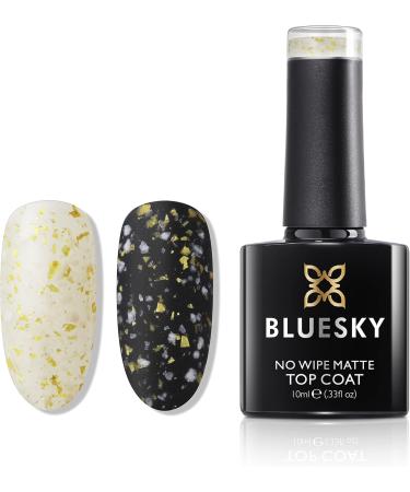 Bluesky Gel Nail Polish No Wipe Matte Flower Top Coat Clear with Gold and White flakest Matte Finish 10ml (Requires curing under UV/LED Lamp) Flower Matte - Buy Online on GoSupps.com