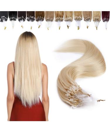 Microring extensions real hair 50cm remy real hair hair extensions loop extensions real hair platinum blond #60 50 strands x 1g/strands (50g)