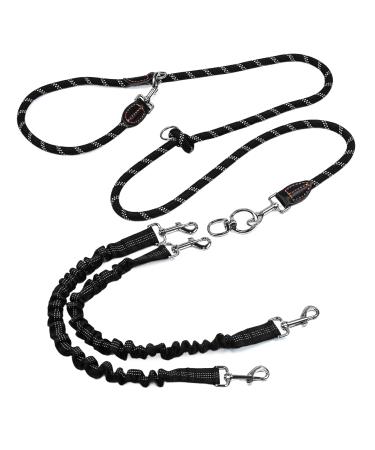 Trhills brad 3m x 14mm double dog leash for 2 dogs adjustable dog leash large medium -sized dog no tangled 360 rotatable splinters double bracket for two dogs black