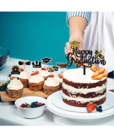 25Pcs Graduation Cake Toppers Happy Graduation Cake Topper 2024 Class of 2024 Graduation Cupcake Toppers Congrats Grad Hat Cap Diploma Graduation Cake Decorations Supplies - Buy Online on GoSupps.com