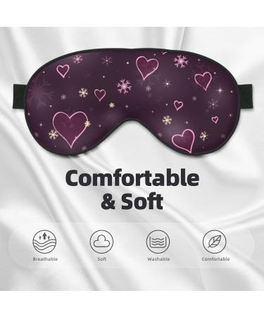 Snowflakes & Hearts Print Sleep Eye Mask - Soft Blindfold with Elastic Strap for Travel & Night Sleeping - Buy Online on GoSupps.com