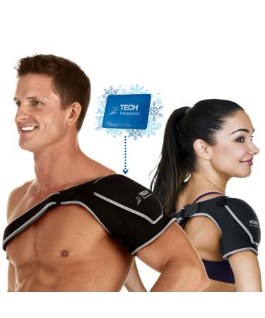 Tech Therapeutic's posture correction shoulder strap for women and men - neoprene orthopedic shoulder support with included cooling gel - shoulder bandage ideal for tendinitis and rehabilitation