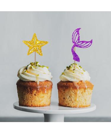 Mermaid Eight Cupcake Toppers Under The Sea Themed Eight Year Old Cupcake Toppers Mermaid Happy 8th Birthday Dessert Picks Little Mermaid 8th Anniversary Party Decoration - Pink Glitter - Buy Online on GoSupps.com