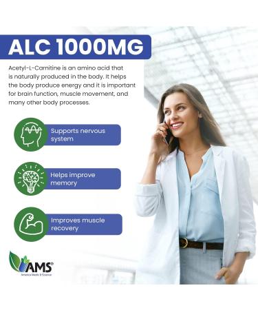 America Medic & Science Acetyl L-Carnitine 1000mg (60 Tablets) - Energy & Brain Health Supplement for Men & Women - Buy Online on GoSupps.com