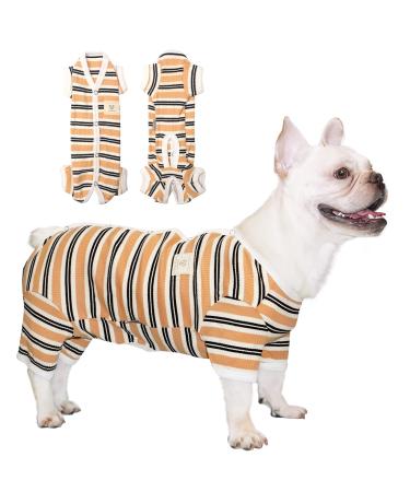 Tony Hoby Dog Suit for women and men dog overall with 4 legs and stripes soft cotton pile suit for comfortable sleep S brown-boy