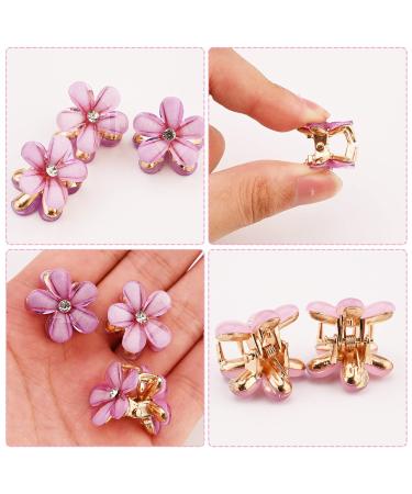 Mini Diamond Hair Clips - 10 Pcs Violet Flower Clips for Women & Girls Perfect for Everyday Parties & Weddings - Hair Jewelry - Buy Online on GoSupps.com