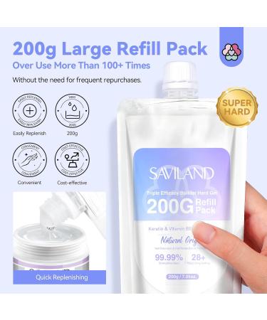 SAVILAND Clear Builder Nail Gel - 200G Refill Pack | Triple Efficacy Hard Gel for DIY & Professional Use | Sealed Aluminum Packaging for Home Salon - Buy Online on GoSupps.com