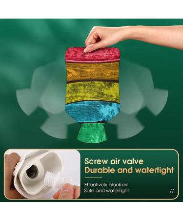 Hot Water Bottle with Lid - Wooden Boards Rubber Hot Water Bag for Pain Relief Cramps Foot Warmer & Therapy - Buy Online on GoSupps.com