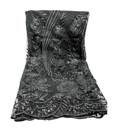 Old DIrd African Lace Fabric 5 Yards Lace French Lace Fabric Embroidered and Sequins Lace Fabric for Wedding Black 1 Black 1 5 Yard