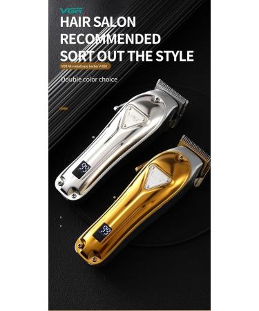 High Power Gold Hair Clippers - Full Metal Body Digital Display & Base Charging for Salon Use - Buy Online on GoSupps.com