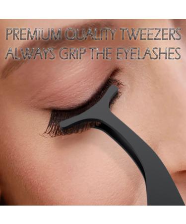 False Eyelash Applicator & Extension Tweezers - Easy Lash Application & Removal, Magnetic Stainless Steel - Black - Buy Online on GoSupps.com