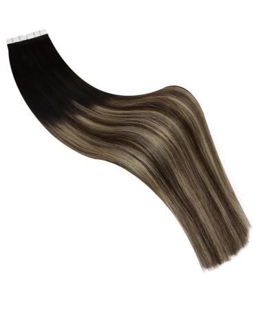 Ugeat Balayage Brown Tape Extensions - Real Remy Hair 60cm 20 Pieces 50g - Invisible #1B/4/27 - Buy Online on GoSupps.com