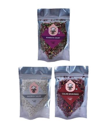 Foodholic Premium Mouth Freshener Combo Pack of 3 (100 Gm Each) (Bambaiya Mukhwas Gulab Mukhwas & Madrasi Saunf)_Packing May Vary