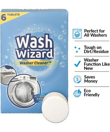 6-Pack White Washing Machine Cleaner Tablets for Front Load & Top Load Washers - HE Safe, Septic Tank Friendly - Buy Online on GoSupps.com