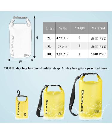 IDRYBAG Clear Waterproof Dry Bag 2L - Lightweight Floating Dry Sack for Water Sports - Yellow - Buy Online on GoSupps.com