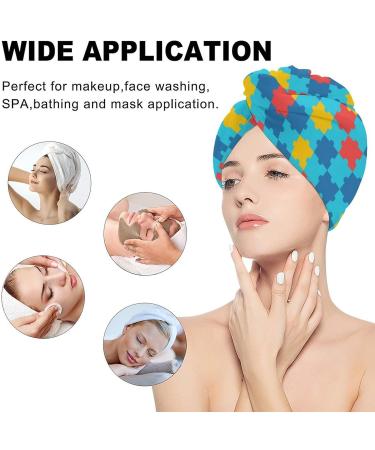 Autism Awareness Microfiber Hair Towel Wrap for Women - Super Absorbent 10x26 Inch Hair Turban with Button - Buy Online on GoSupps.com