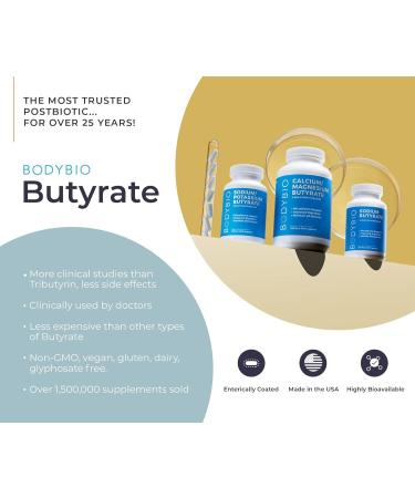 Gut Health Supplement 100 Caps - Butyrate + Calcium + Magnesium | The Ultimate Postbiotic | No Bloating | No Gas | Great Poops | Supports Healthy Digestion | Leaky Gut Repair | No Filler or Additives by BodyBio - Buy Online on GoSupps.com