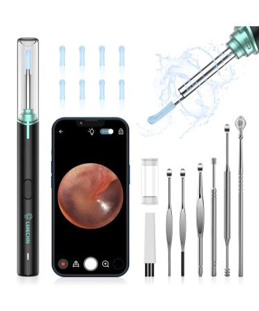 Ear wax removal Otoscope LMOutive endoscope camera IP67 waterproof 1920p WiFi ear cleaner endoscope with 3.5mm lens and 6 LEDs for iPhone iPad and Android smartphones. (Black)
