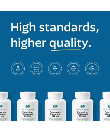 Earth's Splendor Potassium Gluconate 99mg Tablets - Supports Muscle and Nerve Health for Adults 200 Count - 6+ Month Supply Potassium 650 mg - Buy Online on GoSupps.com