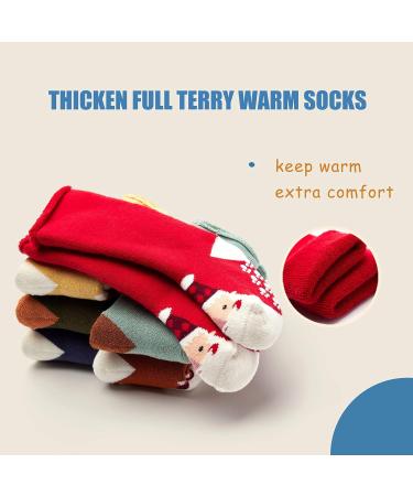 Non-Slip Winter Socks for Baby Boys and Girls - 6 Pairs, 0-12 Months, Christmas Mix - Buy Online on GoSupps.com