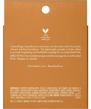 e.l.f. Camo Powder Foundation Tan 400 W 8g - Primer-Infused for Long-Lasting Medium-to-Full Coverage - Buy Online on GoSupps.com