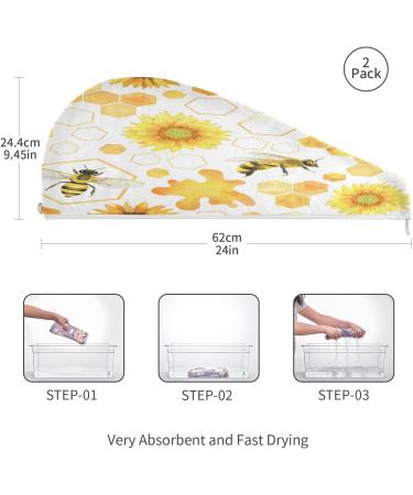 Buy Honey Bees Dry Hair Cap - 2 Piece Quick Drying Towel Set Super Absorbent & Comfortable - Perfect for All Hair Types - Buy Online on GoSupps.com