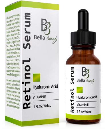 Anti Aging Hyaluronic Acid & Retinol Serum 2.5% for Face with Vitamin E For Oily Acne Skin Best Skin Care Retinoid Facial Moisturizer Reduce Fine Lines Wrinkle Dark Spots Pure Organic Ingredients
