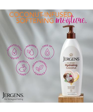 Jergens Hydrating Coconut Body Lotion Hand and Body Moisturizer Infused with Coconut Oil Hydrates Dry Skin Instantly Dermatologist Tested 26.5 Oz - Buy Online on GoSupps.com