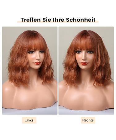 Buy Testar Auburn Copper Ginger Wig - Short Orange Brown Curly Bob with Ponytail | Synthetic Women's Wig for Daily Use - Buy Online on GoSupps.com