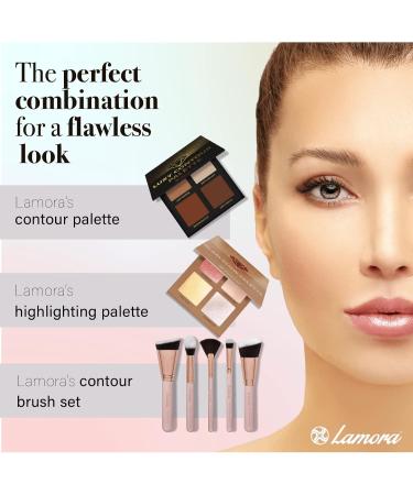 Highlighter Makeup Palette Face Powder Kit - With Mirror For Light To Medium Dark Skin - 4 Highly Pigmented Shimmer Colors For Highlighting and Contouring - Vegan Cruelty Free And Hypoallergenic Gold - Buy Online on GoSupps.com