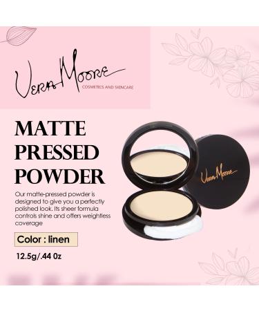 Vera Moore Matte Pressed Powder | Full Coverage Makeup Setting Compact for All Skin Types (Linen 12.5g) - Shine-Free Flawless Finish - Buy Online on GoSupps.com