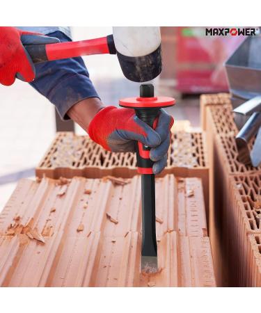 MAXPOWER 3PCS Masonry Chisel Set  11 inch Point Chisel and Flat Chisel  8 inch Brick Chisel  Tile Chisel Concrete Chisel with Thickness Hand Guard - Buy Online on GoSupps.com