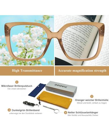 DOOViC Blue Light Filter Glasses for Women - Oversize Modern Reading Glasses JS028 in Brown - Vision Protection & Style 3.5x - Buy Online on GoSupps.com