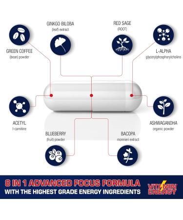 Vitamin Energy Focus+ Energy Capsules | 7+ Hours of Energy | 30 Capsules | International Shipping Available - Buy Online on GoSupps.com