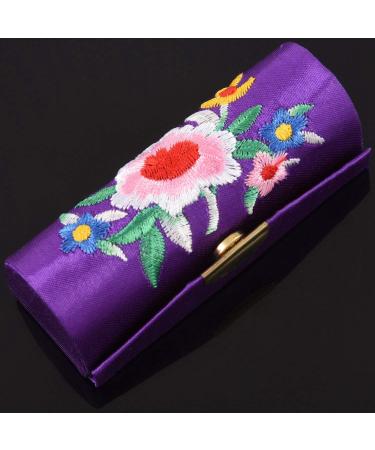 Fcuajdkq Women's Floral Embroidered Lipstick Case Purple - Buy Online on GoSupps.com