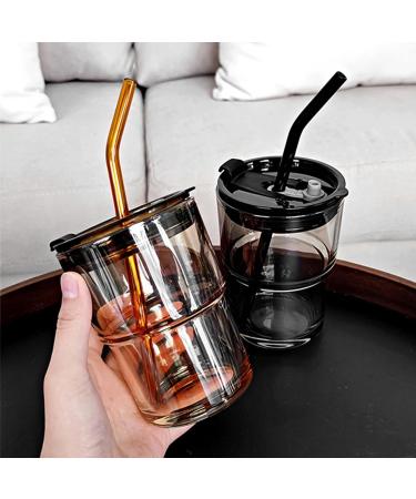 BLUEPOLAR 13oz Amber Tumbler Water Bottle with Straw and Lid - Insulated Glass Coffee Mug - Buy Online on GoSupps.com