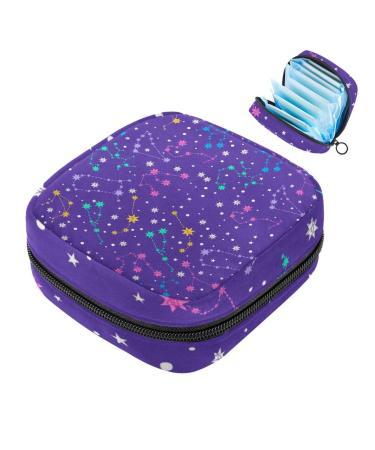 Sanitary Napkin Storage Bag Menstrual Cup Pouch Girls Travel Large Capacit Makeup Sanitary Pads Organizer Colored Constellations and Stars Multi-colored 2