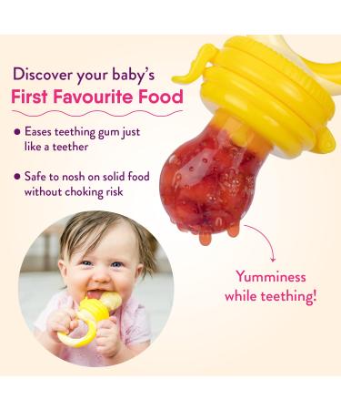 NatureBond Baby Food Feeder Pacifier (2 Pack) - Teething Toy Teether | Includes Silicone Sacs in Peach Pink and Lemonade Yellow - Buy Online on GoSupps.com