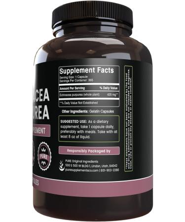 Echinacea Purpurea Capsules - 365 Count (1 Pack) | Pure Original Ingredients, Lab Verified, No Fillers - Buy Online on GoSupps.com